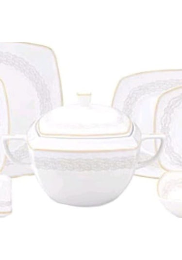 Bernardo Ceria 57 Parça Kare Yemek Takımı Beyaz