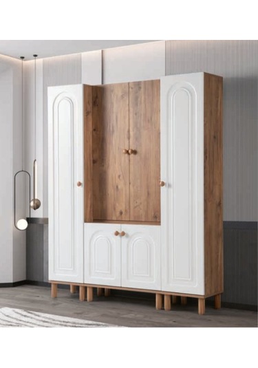 Bera Beyaz - Atlantik Çam 4 Kapılı Zambak Portmanto Atlantik Çam - Beyaz