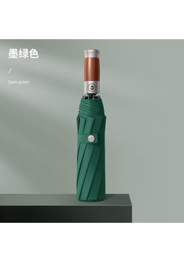 Tam Otomatik Katlanır Şemsiye - Siyah Nano Kaplamalı Upf 50+ Güneş & Yağmur Koruma, 1 Saniyede Açılır/kapanır Siyahımsı Yeşil