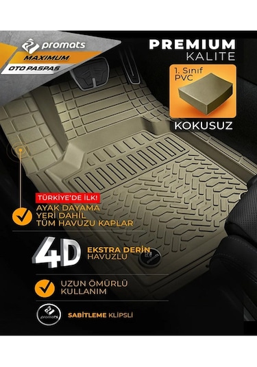 Dacia Duster 2017 Ve Sonrası 4d Oto Paspas Maximum Bej