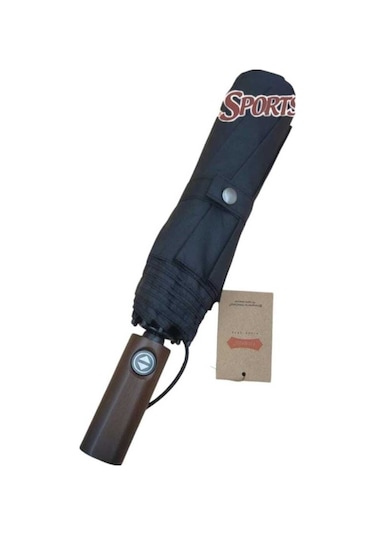 Ahşap Saplı , Tam Otomatik Şemsiye , Orijinal Çıtçıtlı Kılıflı - Siyah Genel