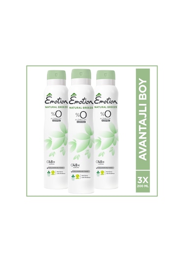 Emotion Natural Breeze Kadın Sprey Deodorant 3 x 200 ML
