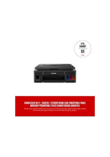 Canon Pıxma G3416 Pıxma Renkli Wı-fı Yazıcı Fotokopi Tarayıcı Ren
