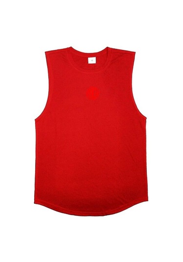 Kırmızı Muscleguys Yaz Fitness Spor Fiziksel Eğitim Yelek Erkek Bol Kolsuz Tişört