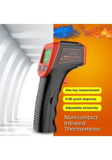 Moly Endüstriyel Entegre Sıcaklık Ölçer -50 C/+600 C, 12:1 Mesafe-oran, Ayarlanabilir Emisyon Oranı, Plastik Kırmızı