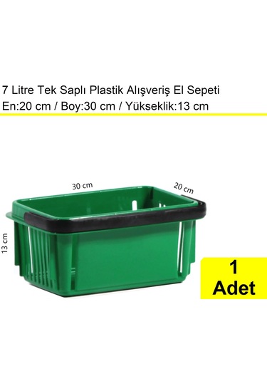 Kozmetik Ve Bijuteri Plastik Alışveriş El Sepeti 7 Litre Yeşil 1 Adet / En:20 Boy:30 Yükseklik:13 Cm Yeşil