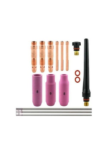 Fortunelane Tıg Kaynak Wp17/18/26 İçin 16 Parça Seti: 1.6-2.4-3.0 Mm Tutucular, Wt20 Tungsten Tutucu, Her Birinden 4 Adet