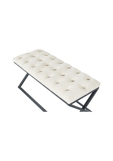 Varcera Krem Chester Model Kapitoneli Puf&bench&koltuk&oturma Bankı&teddy Puff&yatak Odası Takımı Önü&ucu