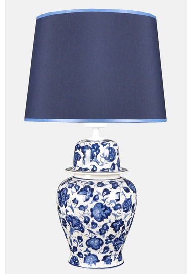 Qdec Bleu Blanc Şah Vazo Abajur Lotus Mavi Diğer