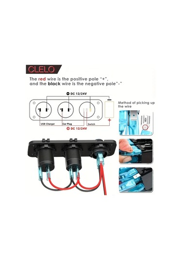 Xuweiwei Clelo 12v Araç Için 1 Set Çift Usb Ve Type-c Şarj Led Ekranlı Rv Tekne Ve Araçlar Için Hızlı Şarj Bağımsız Açma Kapama Düğmeli 12v 24v Araçlar Için Uygun