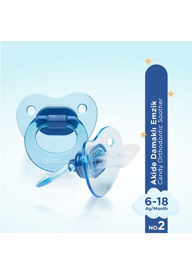 Wee Baby Akide Damaklı Emzik No:2 Mavi 6-18 Ay