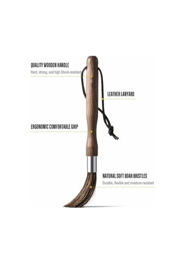 Besthome1 Kahve Öğütücü Temizleme Fırçası Doğal Domuz Kılı Ceviz Saplı Askılı Dikey