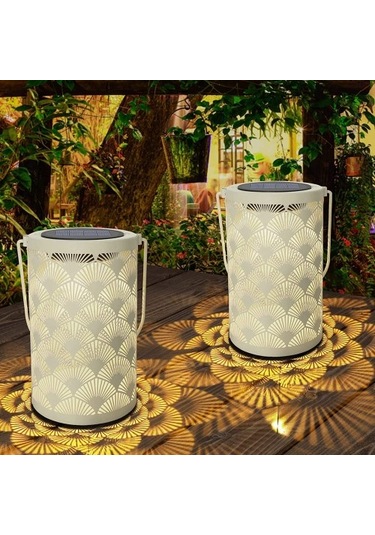 Szypzstore Dekor Için Güneş Fener Işığı - Masa Üstü Fenerler Su Geçirmez Lamba Saplı Süslemeli Asılı Bahçe Işıkları Cqnmtp Beyaz