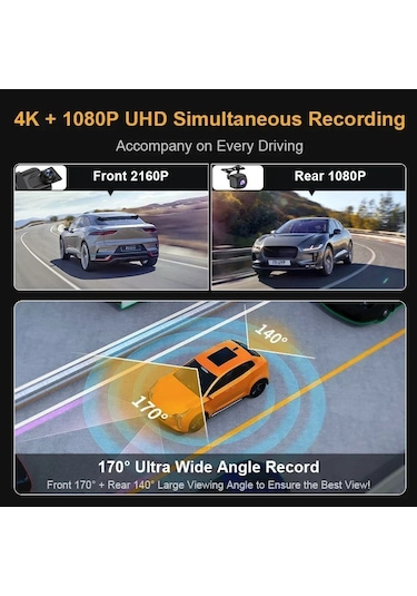 Premium Mb-5200 Wifi Ultra Hd 4k 10 İnç Ayna Kamera Wifi+gps