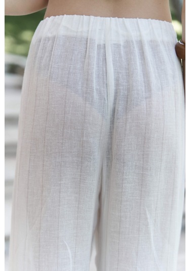 Cadhas Boyundan Bağlamalı Ekru Crop Pantolon Takım Ekru