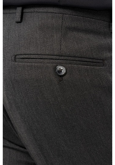 Antrasit Düz Gabardin Esnek Yan Cep Slim Fit Classic Pantolon 1003245209 071 Antrasit