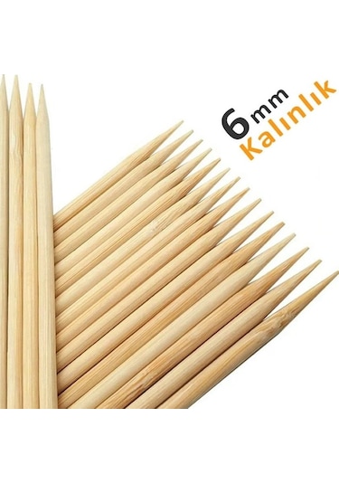 Hayal Sepeti Bambu 6mm Kalın Ahşap Çöp Şiş Çubuğu 40 Cm - 20 Adet