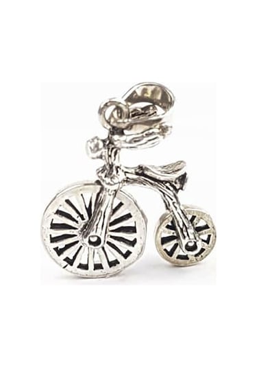 Bisiklet Figürlü Tekerlekleri Hareketli Gümüş Kolye Ucu (452206487)