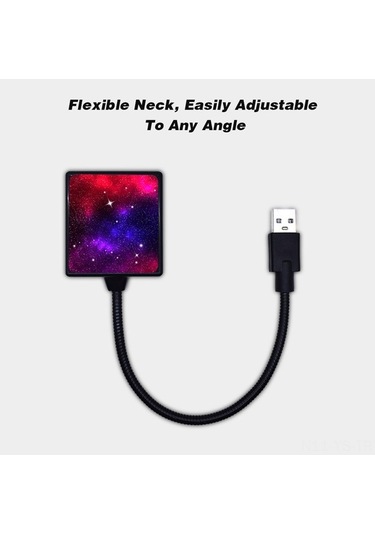 Moly Yunboo C208 Usb Güneş Sistemi Işığı - 3 Modlu Otomatik Döner Esnek Boyunlu, Ot & Ev İçin Romantik Ambiyans Oluşturucu Kırmızı-mavi Siyah Siyah