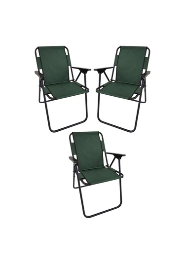 Bofigo 3 Adet Kamp Sandalyesi Katlanır Sandalye Piknik Sandalyesi Plaj Sandalyesi Yeşil