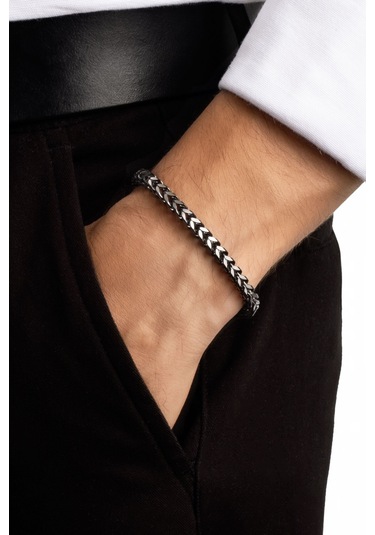 Metalik Stil Çelik Erkek Bileklik Gri