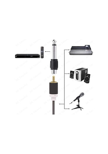6.35mm 1/4" Mono Fiş Erkek - RCA Dişi Ses Jakı Dönüştürücü Adaptö