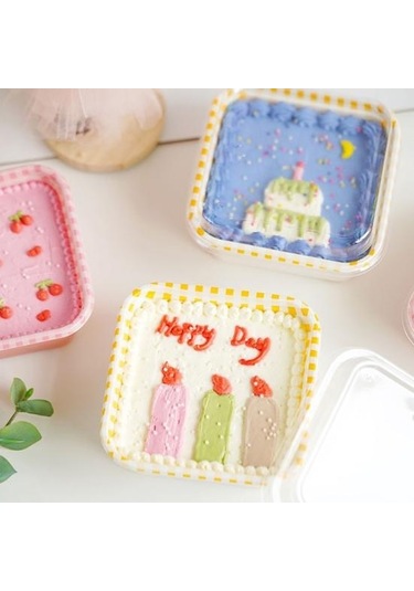 Pembe 10 Adet Tek Kullanımlık Kek Kutusu Şeffaf Kapaklı Su Geçirmez Yağ Geçirmez Paket Kare Sevimli Damalı Pasta Kutusu Tatlı Dükkanı İçin Pembe
