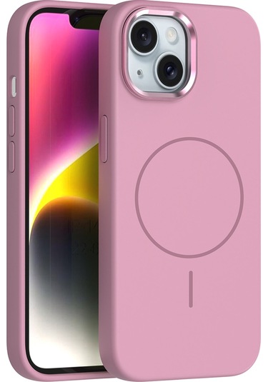 Kılıfist İphone Uyumlu 14 Kılıf M-safe Şarj Özellikli Metal Kamera Çerçeveli Klfs Edi Silikon Kap Koyu Gri