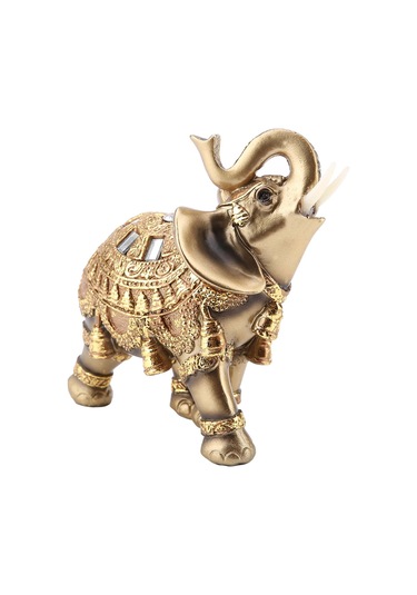 Kangvka Büyük Boy Altın Feng Shui Fil Heykeli - Şans Ve Servet Getiren Resin Dekoratif Sanat Eseri Hediye