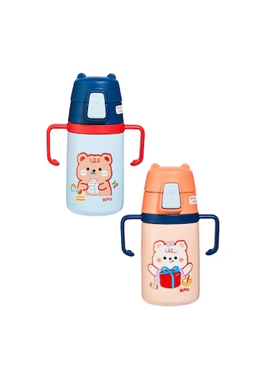 Rovco Çocuk Boyun Askılı Pipetli Paslanmaz Çelik Termos 400 Ml