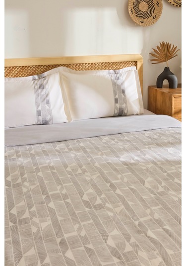 Kaşmir Home Reno %100 Pamuk Çift Kişilik Nevresim Takımı Antrasit Antrasit