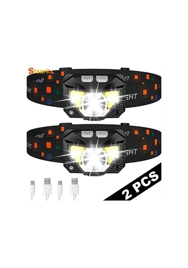 Brightnova Staaricc 2pcs Ultra Parlak Led Şarj Edilebilir Hareket Sensörlü Kafa Lambası 8 Mod Kamp Koşu Balıkçılık Acil Durum Usb Aydınlatma Aksesuarı Altın