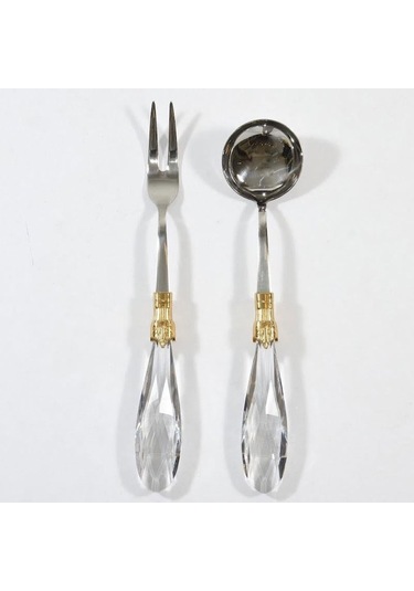 Diamond 2 Parça Et Çatalı Ve Sos Kepçesi Seti Altın