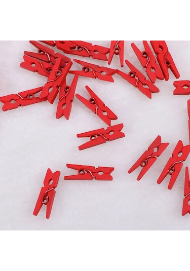 Gösterildiği Gibi-100 Adet Ahşap Ataşlar Ahşap Clothespins Asılı Po Resimleri Boyama Noel Dekorasyon Ev Dekor Kırmızı