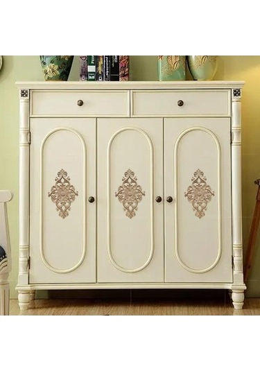 Pazly Avrupa Tarzı Ahşap Oyma Aplike Kapı Dolap Dekorasyonu 40x20cm Ahşap