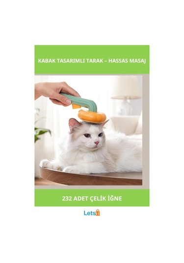 Kabak Tasarımlı Kedi Ve Köpek Tarağı Çelik Ve Kauçuk Koruma