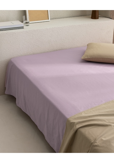 Madame Coco Manon King Size %100 Pamuk Ranforce Lastiksiz Çarşaf - Açık Mürdüm 8684427061336 Çok Renkli