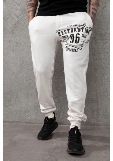 Cr156 Restoration Baskılı Erkek Eşofman Altı Ekru