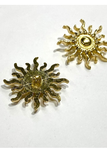 Desenli Metalize Büyük Boy / Aksesuar Düğme / 2'li Set / 3.8 Cm / Dec01