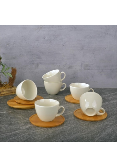 Bambu Tabaklı 6'lı Porselen Çay Fincanı Seti 160 Ml Thn99059