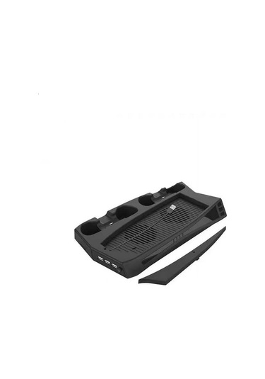Ps5 Standart Kasa Cdli Ve Dijital Sürüm Uyumlu Fanlı Şarj İstasyonlu Soğutucu Stand + Oyun Standı Siyah