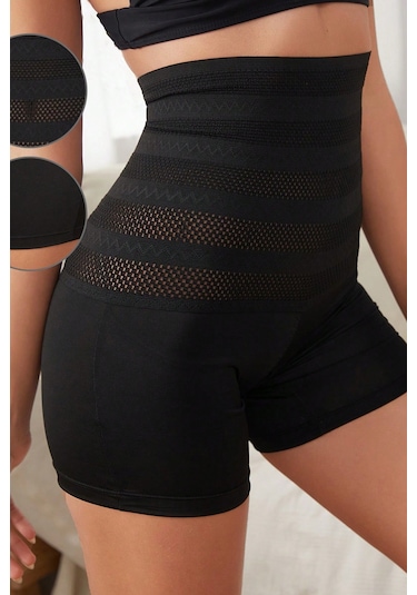 Merry See Karın Ve Göbek Sıkılaştırıcı Basen Dikleştiricili İnceltici Toparlayıcı Korse Şort Siyah