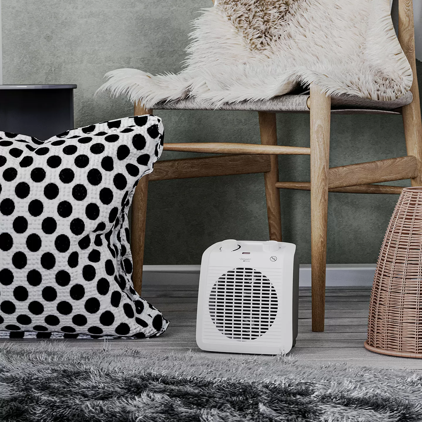 Voltomat 2000w Termostatlı Seramik Fanlı Isıtıcı Metal Gövde, Devrilme Emniyetli Isıtıcı