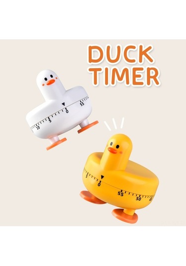 Fortunelane Beyaz Ördek Mutfak Zamanlayıcı - Pil Gerektirmeyen Hatırlatıcı