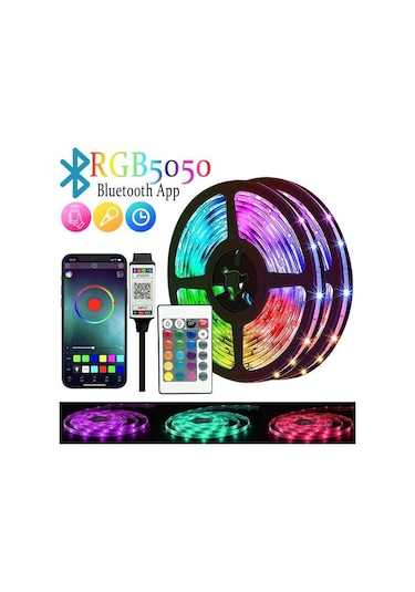 Jms Çok Renkli Led Şerit 1 M-10 M Rgbıc Ws2812b Diyot Şerit 3m 5050 24key Bluetooth