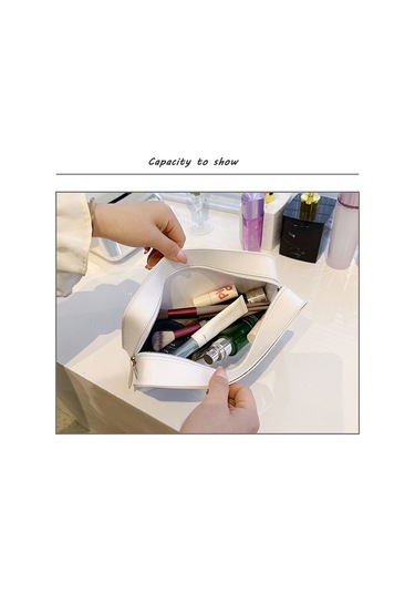 Mufunye Beyaz Şeffaf Kozmetik Çantası Büyük Kapasiteli Taşınabilir Makyaj Organizer El Çantası