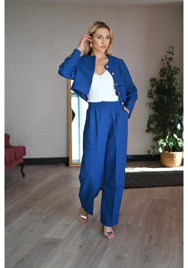 Lemajh Mavi Tuvit Takım Ceket-pant-mavi Mavi