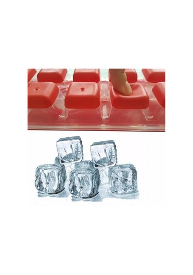 12li Kapaklı Yapışmaz Silikon Tabanlı Plastik Küp Buz Kalıbı Yeşil