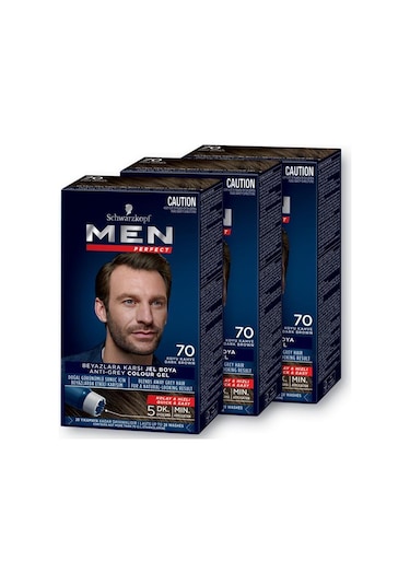 Men Perfect Saç Boyası 70 Koyu Kahve X 3 Adet set-hnkl-2527-5189
