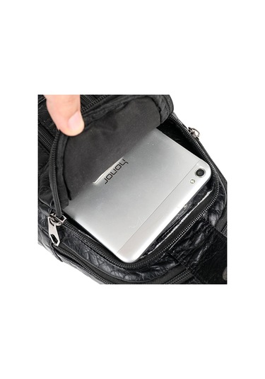 Çok Fermuarlı Retro Kadın Göğüs Çantası Günlük Büyük Kapasiteli Taşınabilir Kız Çantası Moda Boş Zaman Seyahat Küçük Çantasiyah Diğer